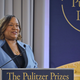 Dana Canedy, the new administrator of The Pulitzer Prizes, makes the announcement of winners Monday, April 15, 2019, in New York.